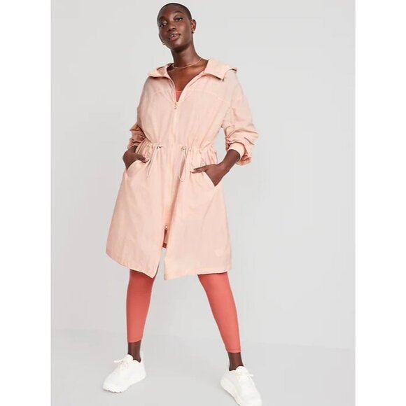 Old Navy Parka Jacket Size Small Long Sleeve Hooded Tunic Length Pink Outerwear - Picture 1 of 9